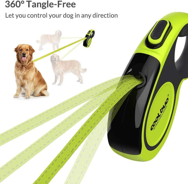 Mystery Retractable Dog Lead, 5M Extendable Dog Lead Heavy Duty Leash Up to 50 KG for Medium& Large Pets, Retractable Extensive 16 feet leash With Easy One Button Brake & Lock System Yellow - PawsPlanet Australia