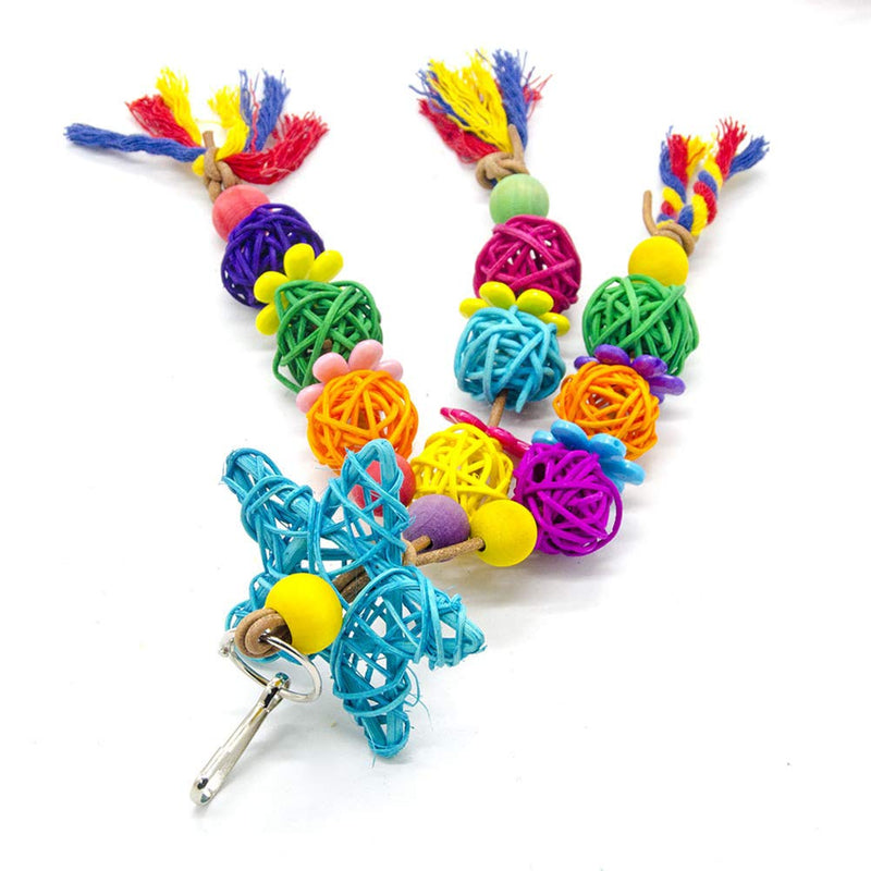 UKCOCO Colorful Bird Parrot Hanging Swing Rattan Balls Toy, Pet Bird Parrot African Greys Budgies Parakeet Cockatiels Cockatoo Conure Macaw Lovebird Cage Ornament Chew Toy - PawsPlanet Australia