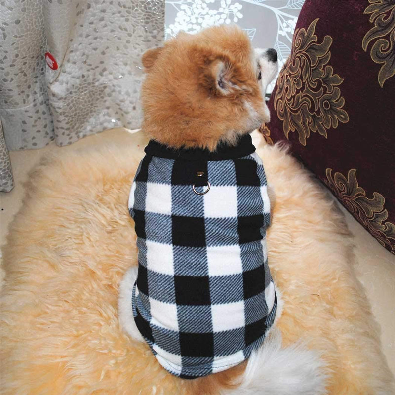 [Australia] - Petea Cozy Dog Clothes British Style Plaid Dog Vest Winter Villi Coat Warm Pet Puppy Apparel for Dogs and Cats S Black 