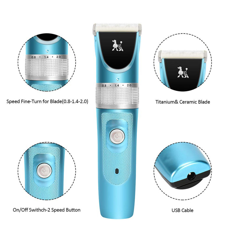 [Australia] - FUNSHION Dog Clippers Grooming kit Low Noise Dog Hair Grooming Clippers Professional Rechargeable Cordless with 2 Dog Grooming Scissors for Dogs Cats 