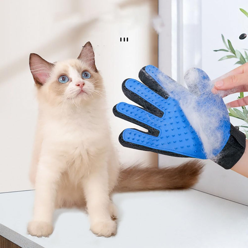 AIRFUL 2 pairs of cat grooming gloves, double-sided pet glove brush, right hand cat glove grooming for short hair and long hair, light blue - 4 pieces - PawsPlanet Australia
