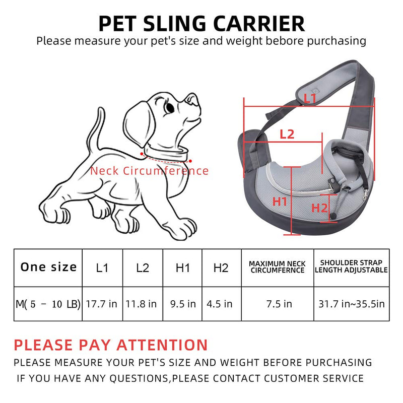 CUBY Pet Dog and Cat Sling Carrier Hands Free Breathable Mesh Adjustable Puppy Bag Travel Safe Sling Carrier for Small Dogs Cats (black, M) blue - PawsPlanet Australia