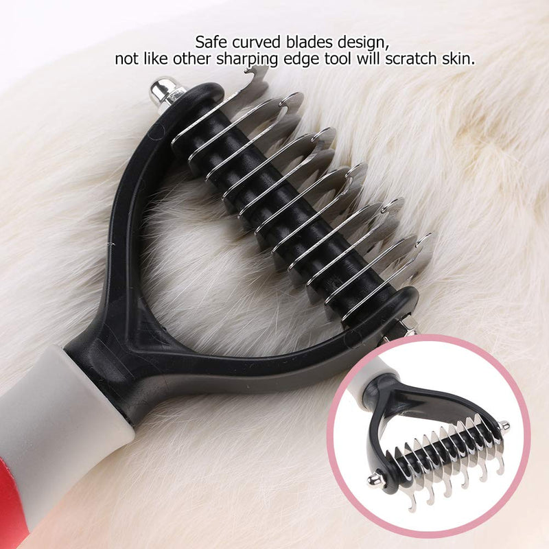 Stainless Steel Pet Grooming Dematting Comb Professional Knot Comb Brush with 2 Sided Undercoat Rake for Cats Dogs(Gray) Gray - PawsPlanet Australia