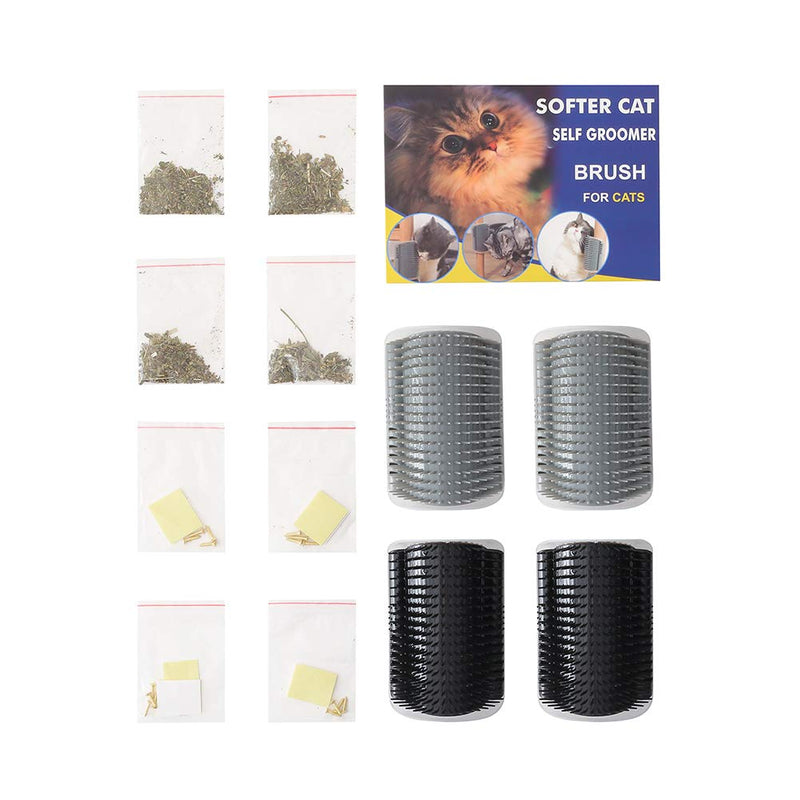 IMISNO Cat Self Groomer with Catnip Pouch,Cats Corner Massage Comb Grooming Brush Tool for Kitten Puppy 2 Black/2 Grey - PawsPlanet Australia