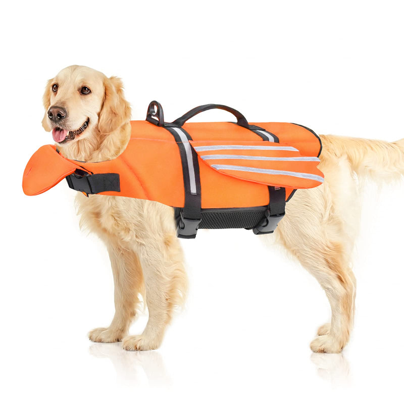 Malier Dog Life Jacket, Unique Wings Design Pet Flotation Life Vest for Small, Middle, Large Size Dogs, Dog Lifesaver Preserver Swimsuit with Handle for Swim, Pool, Beach, Boating (M, Orange) Medium - PawsPlanet Australia