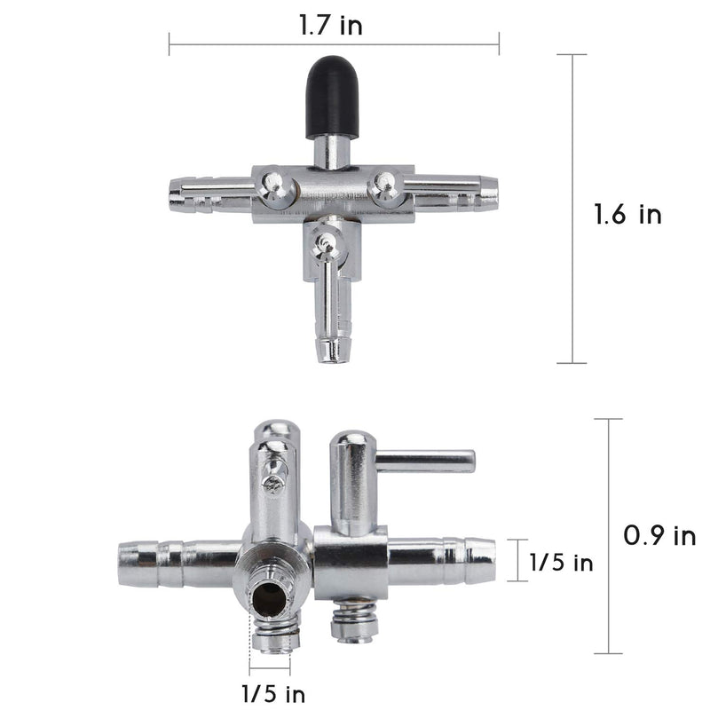 Pawfly 2-3 Way Cross Aquarium Gang Valve Air Flow Control Lever Valve Distributor Splitter with Check Valves Suction Cups Airline Connectors for Fish Tank Cross Style - PawsPlanet Australia