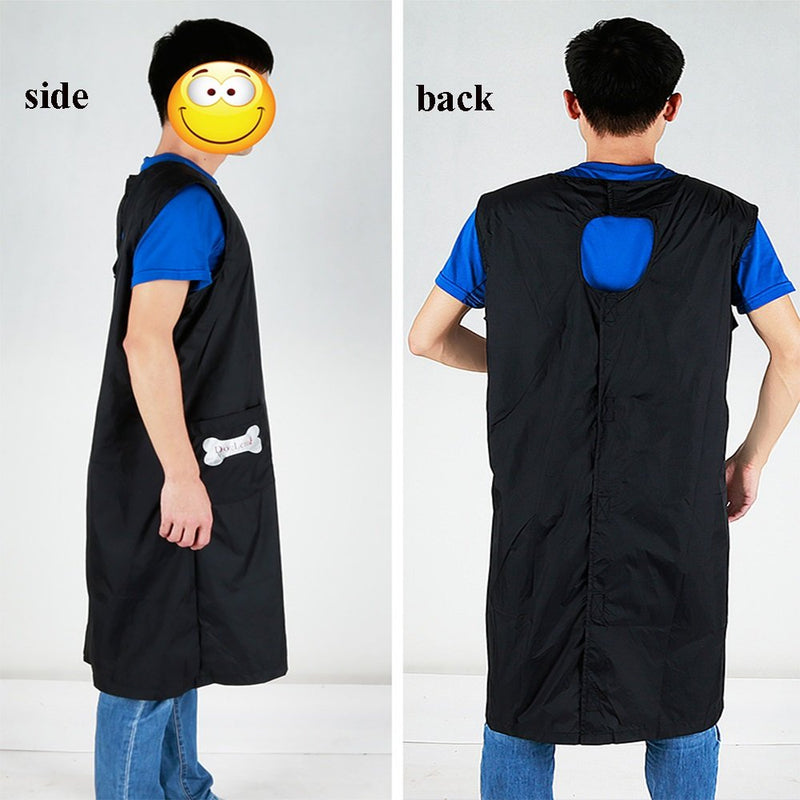 [Australia] - Waterproof Pet Grooming Apron with Pockets Nylon Pet Shop Smock Anti-static Breathable Professional Workwear for beauticians,Black XL Extra Large 