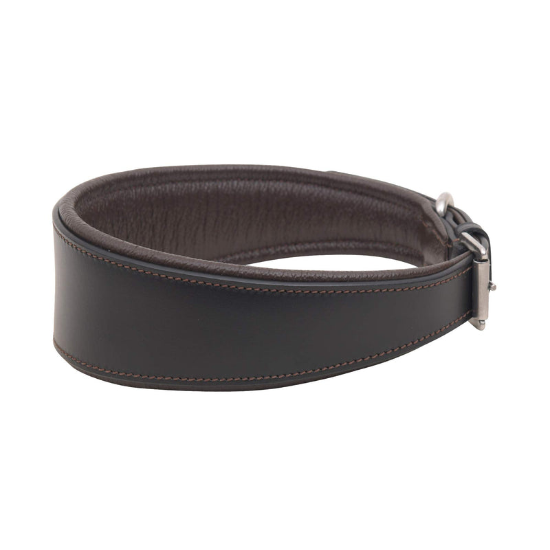 Padded Leather Dog Collars with matching leads set colors by SIE Black with Brown lining 12'' (Will fit 9'' to 12'') - PawsPlanet Australia