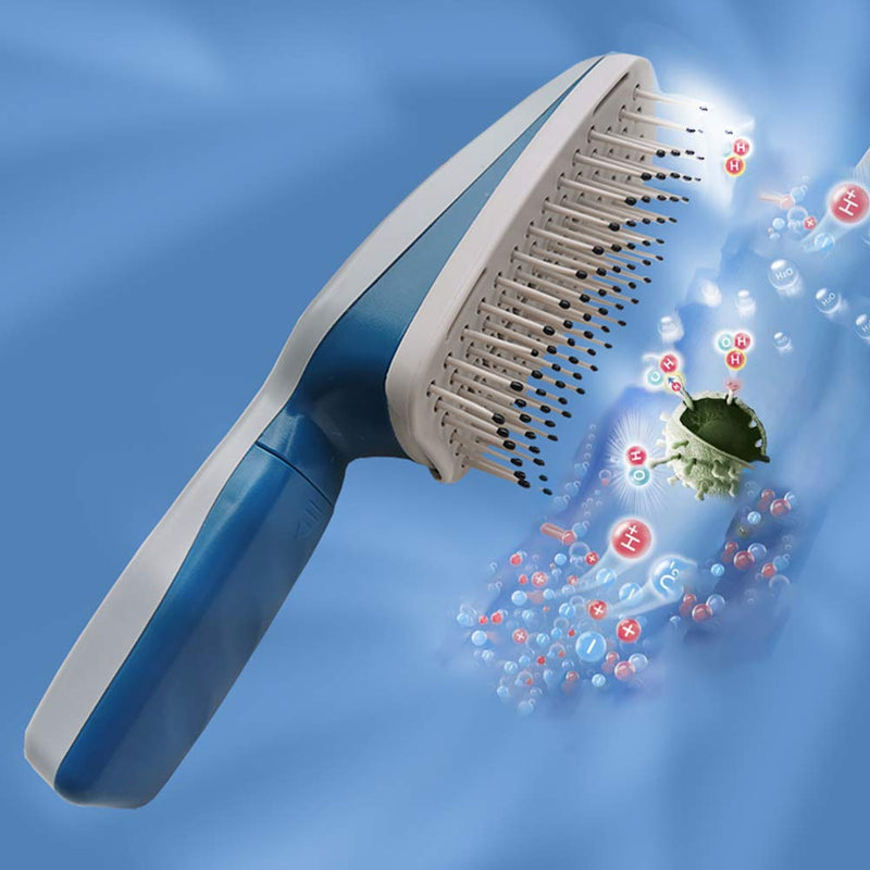 [Australia] - DotDotQ Ionic Pet Bath Brush for Dogs Grooming Cats Soft Tool for Sensitive Skin Removes Dander, Dirt, and Detangles Deshedding Comb Blue 