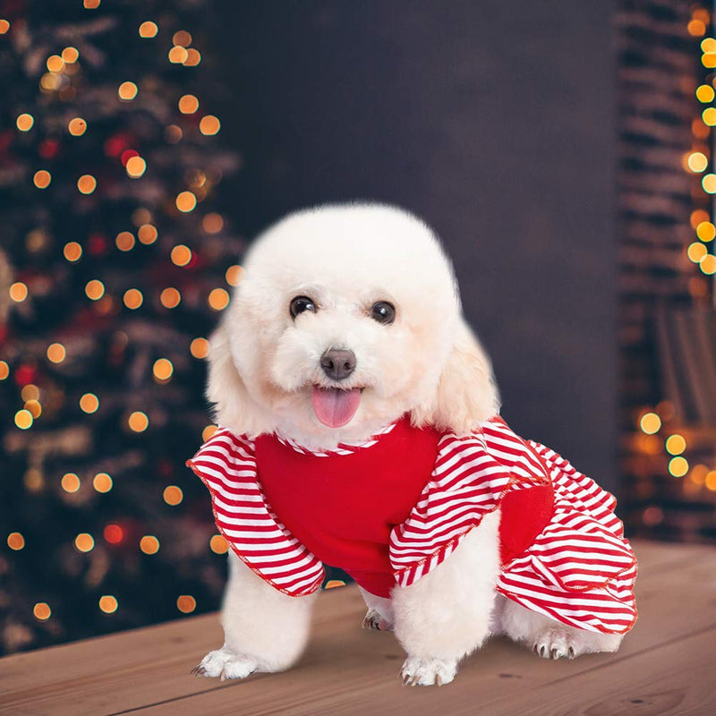 [Australia] - EXPAWLORER Dog Christmas Dresses for Small Dogs and Puppies, Girl Dog Dress Shirt Santa's Favorite Holiday Party Clothes Warm Cotton Skirt 