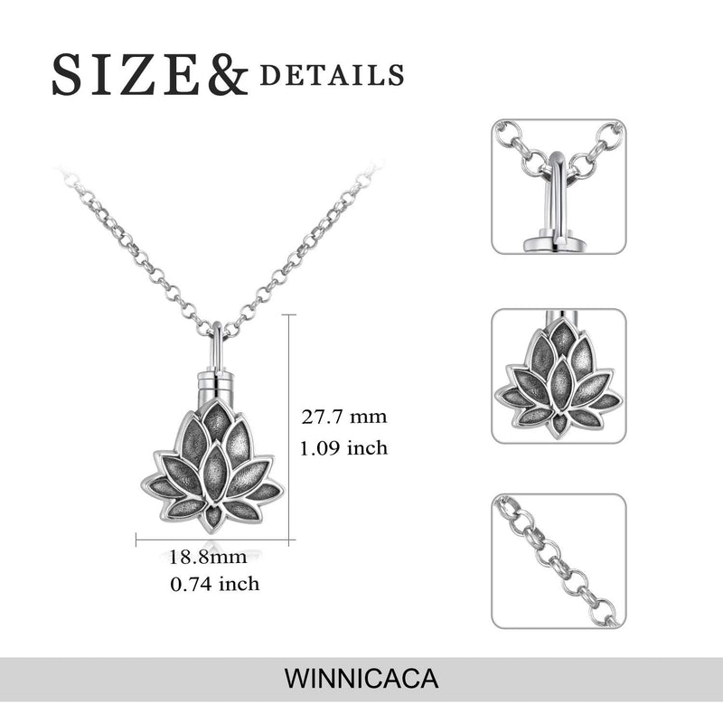 WINNICACA Ashes Cremation Necklace Urn S925 Sterling Silver Cremation Necklace for Memory Ashes Necklaces for Women Memorial Urn Heart Necklace Fashion Jewellery lotus ashes necklace - PawsPlanet Australia