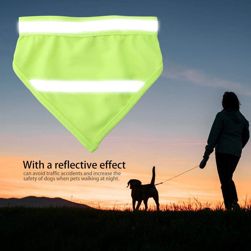 Dog Bandanas Reflective Safety Dog Scarf Triangle Stripe Pet Dog Collar Personalized Neon Color Visibility Products Kerchief (L-Fluorescent Yellow) L Fluorescent Yellow - PawsPlanet Australia