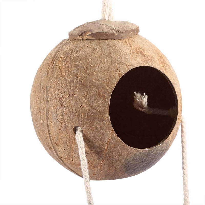 TOPINCN Coconut Shell Bird Nest Natural Breeding Nest Pet Parrot Hideaway House With Rope Ladder for Bird And Small Animal Toy 2 Sizes (#2) #2 - PawsPlanet Australia