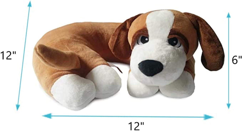 [Australia] - The Dog Pillow Company Plush Pet Pillow/Dog Neck Pillow for Upper Spine and Calming Support, Brown with White Paws, 12 x 12 x 6 Inches 