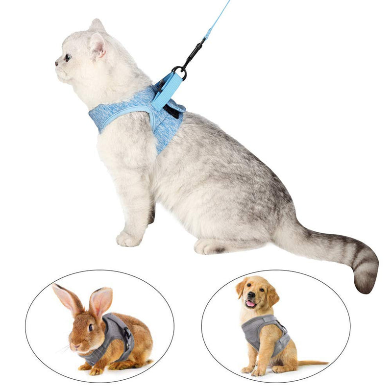 Dotoner Cat Harness and Leash Set Ultra-Light Kitten Collar Soft and Comfortable Cat Walking Jacket Running Cushioning escape proof Suitable for Puppies Rabbits with Cationic Fabric(S, blue) S (Pack of 1) - PawsPlanet Australia