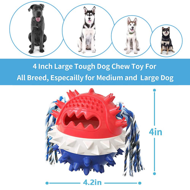 Squeaky Dog Chew Toy for Aggressive Chewers Interactive Dog Ball Toy Almost Indestructible Tough Durable Balls for Large Medium Dogs Puppy Chew Pet Toys,Teeth Cleaning and Treat Dispensing Dog Toys - PawsPlanet Australia