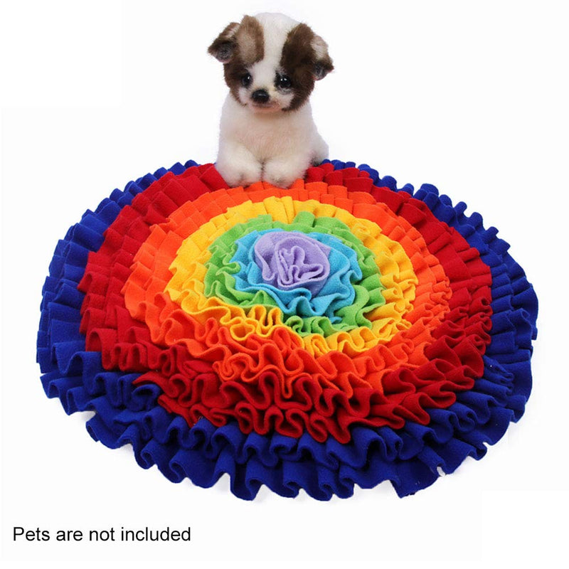 MOVKZACV Pet Snuffle Mat, Feeding Mat, Dog Puzzle Toys, Encourages Natural Foraging Skills -Fun to Use Design - Durable and Machine/hand Washable - Dog Treat Dispenser Indoor Outdoor Stress Relief 55cm/21.7inch(dia) - PawsPlanet Australia