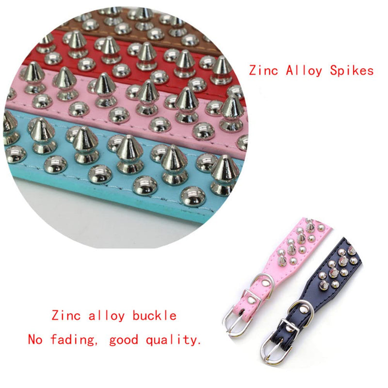 Dog Collar with Leather Spikes, Spike Cat Collar with Rivets, Collars for Pets Puppy Dogs Black Small S - PawsPlanet Australia