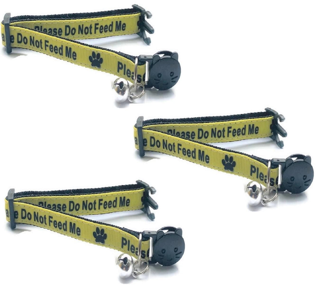 Cat collars with bells | Worded Cat Collars - Please Do Not Feed Me/I Am Microchipped | Secure quick release buckle | ZACAL Cat Collars (3 pieces) 07 Yellow 01. Please Do Not Feed Me (3 pieces) - PawsPlanet Australia