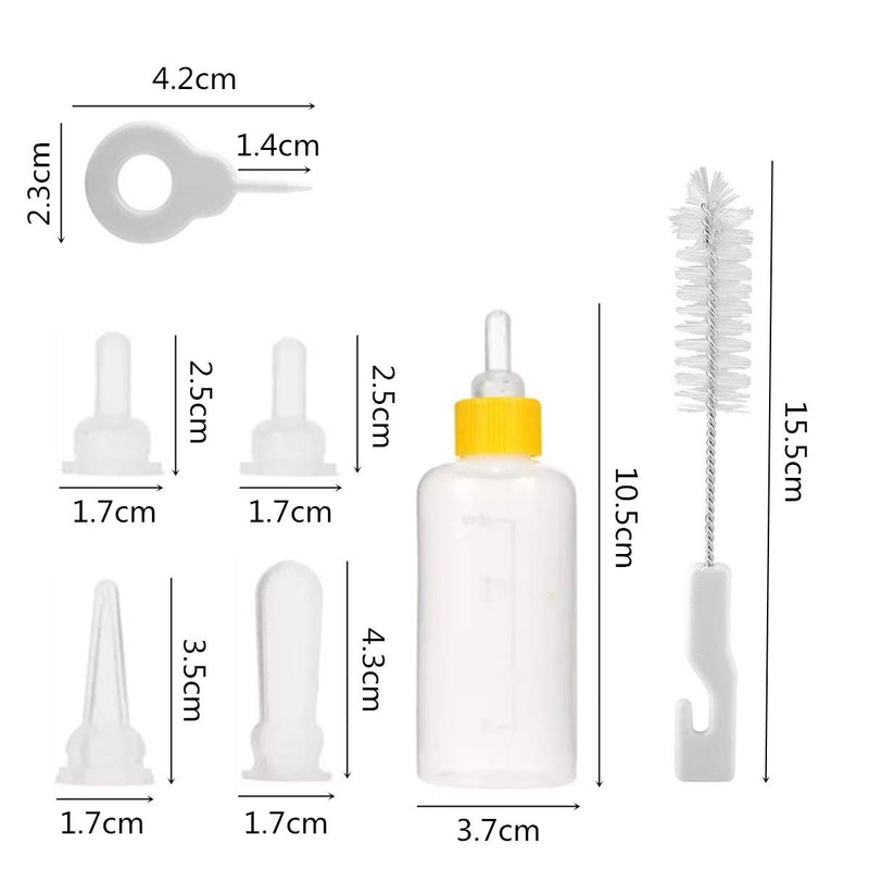 7 Pcs Cat Nursing Bottle 60ml Pet Feeding Bottle with Replacement Nipples and Cleaning Brushes for Pet Puppy Cat Kitten Rabbit - PawsPlanet Australia