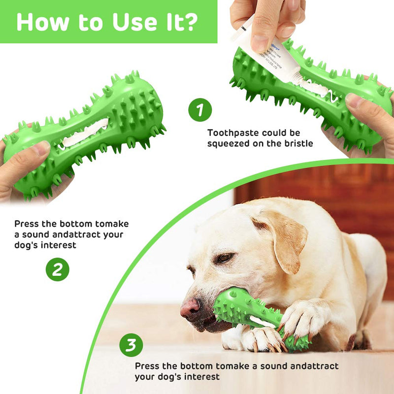 G TASTE Dog Chew Toys, Dog Toothbrush 2021 New Upgraded Doggy Teeth Cleaner Puppy Dental Care Dog Squeaky Toys Stick Natural Rubber for Dogs Tooth Brushing (green) Green - PawsPlanet Australia