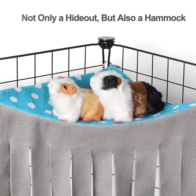 [Australia] - Snewvie Guinea Pig Hideout Hideaway, Corner Fleece Small Animal Hideout Hide Out for Guinea Pig Chinchilla Rabbit Bunny Rat Hedgehog Squirrel Ferret and Other Small Pet House Hut Nest Toy Cage Blue Dot 