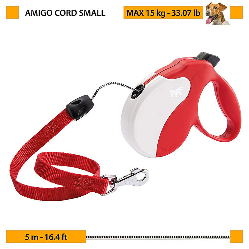 Extendable Dog Lead AMIGO Cord S, Retractable Cord, 5 m, Max 15 kg, Lilac Small - PawsPlanet Australia