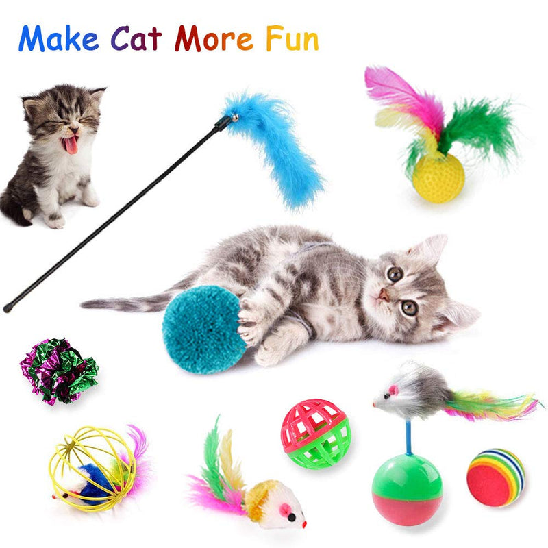 TOPSEAS 32 Pcs Cat Toys Cat Wand Toys for Kittens Cat Teaser Toys Interactive Cat Toys Feathers Bell Crinkle Balls Mice Cat Toys Set for Indoor Kitty - PawsPlanet Australia