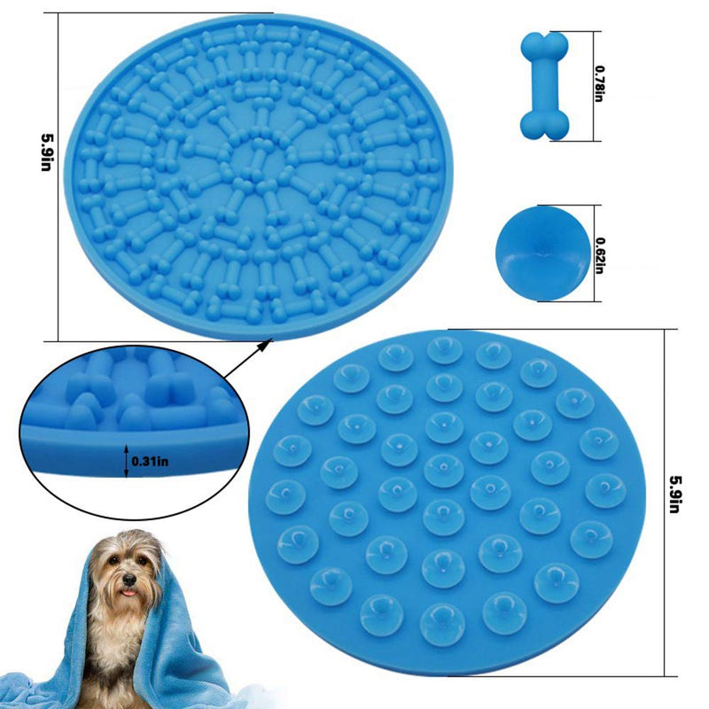 [Australia] - FADDA Dog Lick Mat Dispensing Mat with Suction, Slow Feeder, Lick Pad Suction to Wall for Pet Bathing Grooming Training Blue 