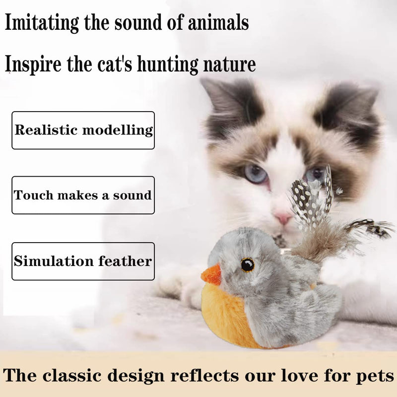 Gefryco Interactive Cat Toys for Indoor Cats Plush Puzzle Chirp Bird and Squeak Mouse Toy Kitten Chase and Exercise - PawsPlanet Australia