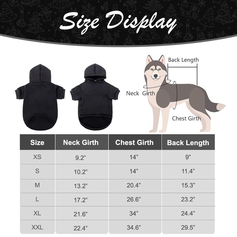 Basic Dog Hoodie - Soft and Warm Dog Hoodie Sweater with Leash Hole and Pocket, Dog Winter Coat, Cold Weather Clothes for XS-XXL Dogs X-Small (Pack of 1) Black - PawsPlanet Australia