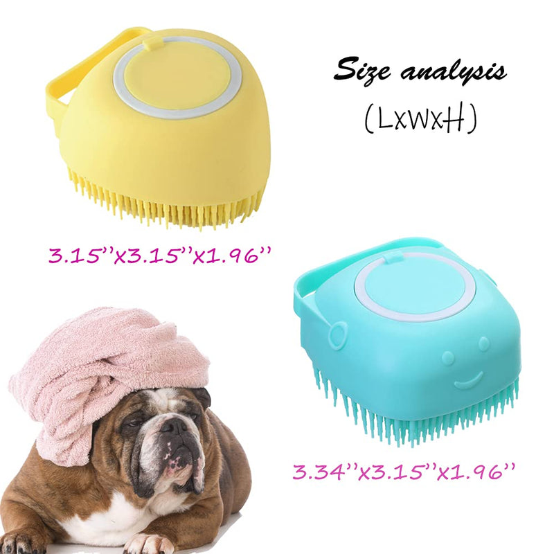 Dog Bath Massage Brush Cat 2 in 1 Soft Silicone Brush Pet Grooming Shampoo Dispenser Combing Wash Shower Enjoy Fun for Long Short Haired Daily Cleaning 2pcs - PawsPlanet Australia