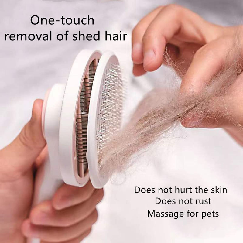 Pet Grooming Brush, Pet Hair Removal Comb, Dog Brush Cat Brush for shedding and grooming, Supple Stainless Steel Bristles Quick Removes Loose Undercoat, Suitable for Most Cats Dogs Furry Pets (pink 2) pink 2 - PawsPlanet Australia