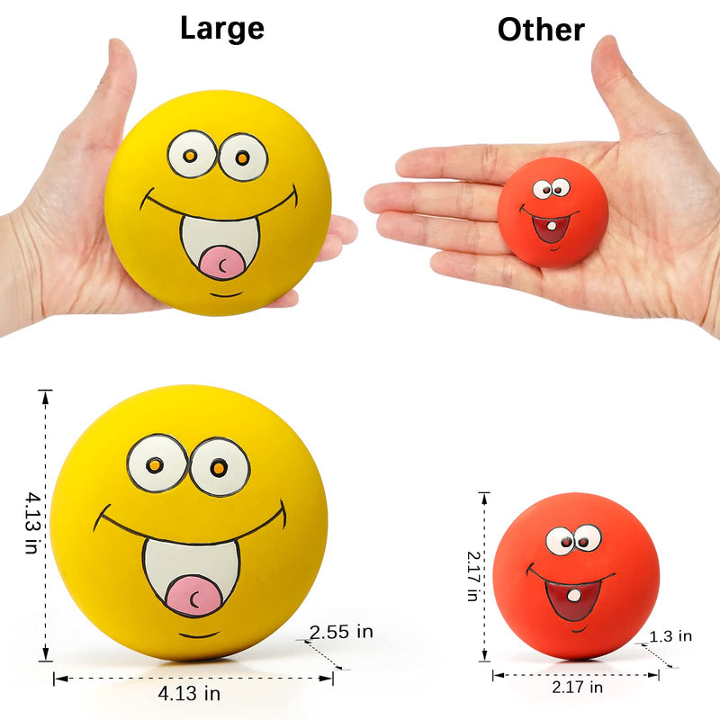 4.13'' Squeaky Dog Toys Smiley Face Dog Balls with Squeaker Rubber Latex Pet Toys for Small and Medium Breed Orange+Blue M+L - PawsPlanet Australia