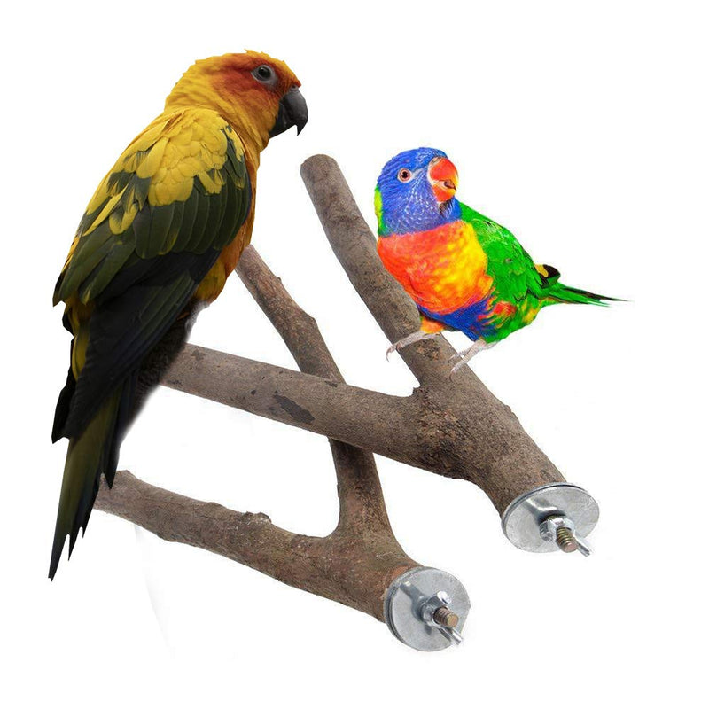 Zunbo 2 pieces of toys for parrots, tree branch made of unpolished wood, holder for toys, fork for bird cage, length 15 cm - PawsPlanet Australia