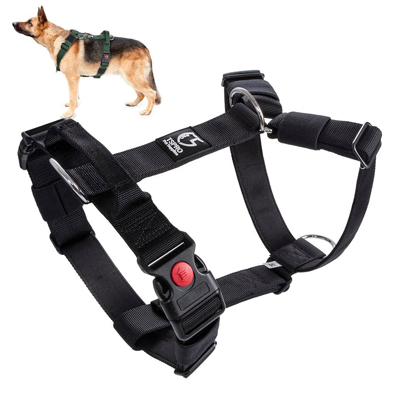 TSPRO Tactical No-Pull Dog Harnesses with Handle 1.5‚Äù Padded Dog Harnesses Strong Dog Harnesses Thick Dog Harnesses Heavy Duty Dog Harnesses with 2 Quick Release Buckle for Medium Large Dogs(Black-M) M-(Neck:23.5"-28",Ches:23"-31.5") Black - PawsPlanet Australia