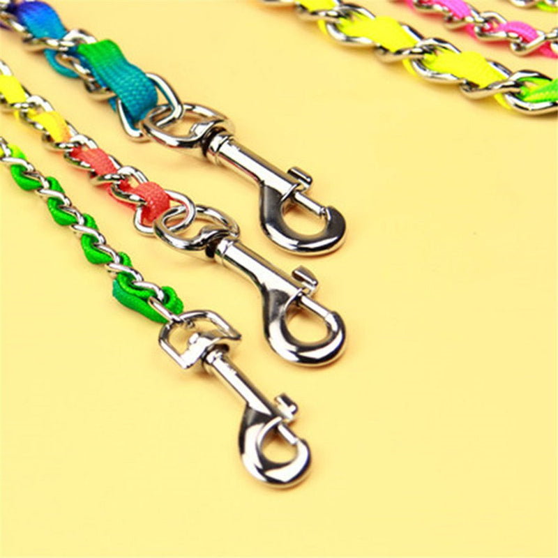 JWPCEU Rainbow Chrome Plated Metal Dog Lead with Padded Handle M (3mm * 100cm) - PawsPlanet Australia