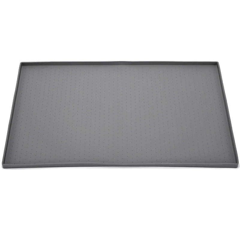 Silicone Dog Cat Food Mat, Non-Slip Pet Feeder Bowl Mats, Puppy Feeding Mat with Raised Edges, Water-proof Dogs Treat Placemat for Floor, L GREY L 23.6" x 15.7" (60cm x 40cm) - PawsPlanet Australia