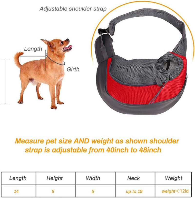 Achort Pet Carrier Hand Free Sling Puppy Carry Bag Small Dog Cat Traverl Carrier with Breathable Mesh Pouch for Outdoor Travel Walking Subway 12LB (Red) - PawsPlanet Australia