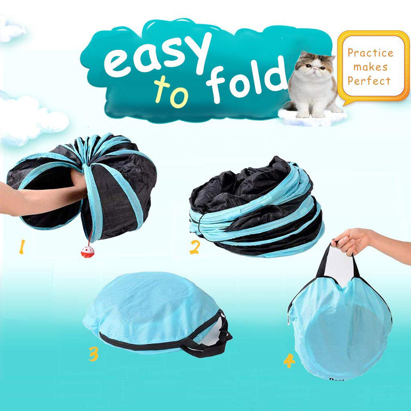 [Australia] - GUSTYLE Cat Tunnel Toy 5 Way, Collapsible Pet Play Tunnel Tube with Storage Bag for Cats, Puppy, Rabbits, Guinea Pig, Indoor and Outdoor Use 