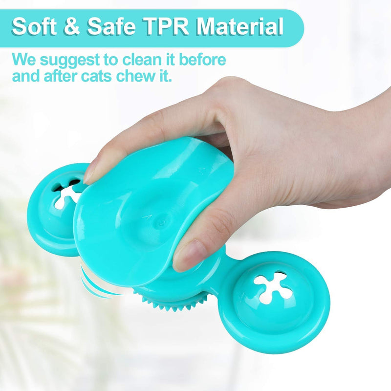 [Australia] - Windmill Cat Toy, Interactive Toys for Indoor Cats, Catnip Toys with Suction Cup LED Light Ball, Kitten Toys Durable Toothbrush Chew Toys Blue 