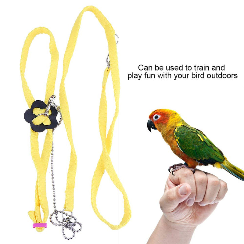 1.2M Bird Harness and Leash, Adjustable Flying Anti-bite Training Rope for Parrots African Grey Cockatoo and Reptile Lizard Outdoor Walk(Yellow) Yellow - PawsPlanet Australia