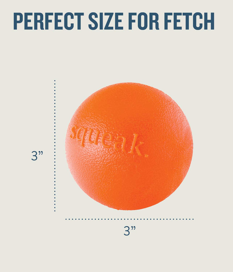 Planet Dog Orbee-Tuff Squeak Ball Orange Dog Fetch Toy Medium - PawsPlanet Australia