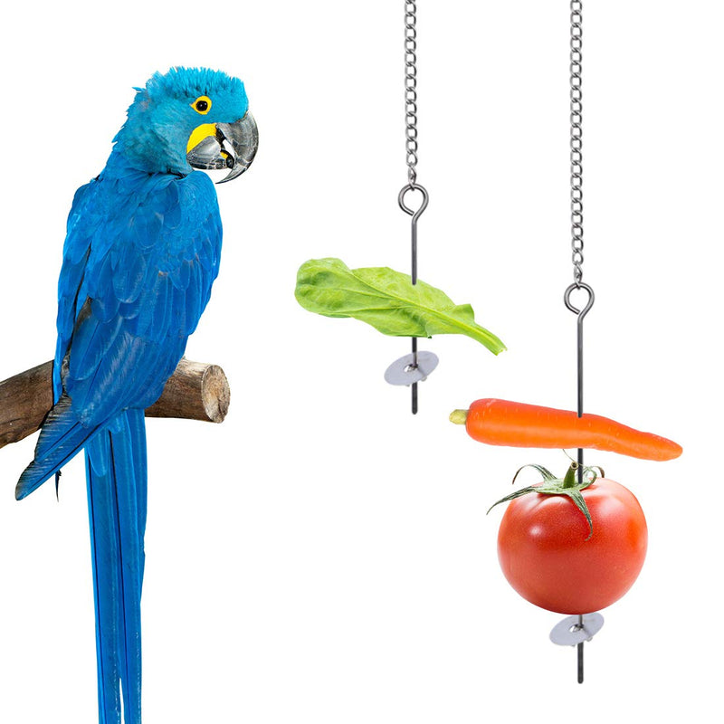 Geluode 2 Pcs Chicken Veggies Fruit Skewer,Stainless Steel Vegetable Fruit Chain Hanging Holder Food Feed Tool for Chicken Parrot Bird - PawsPlanet Australia