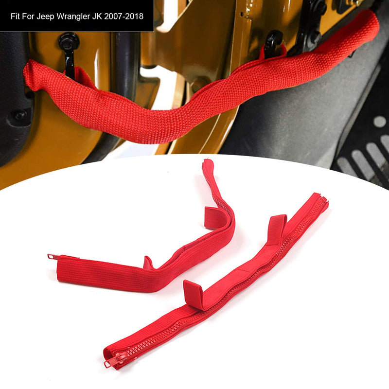 [Australia] - buyinhouse for Wrangler JK 2007-2018 Door Limiting Strap Hinge Adjustable Replacement Door Check Straps Cloth Wiring Protector(Red Style,2 Pack) Red Door Limiting Strap 