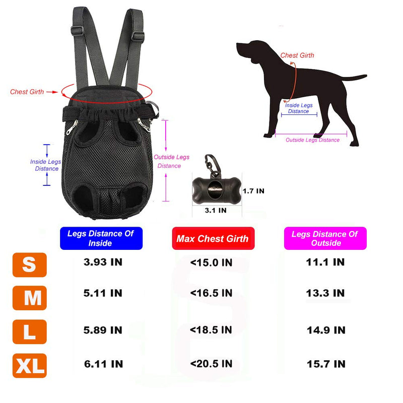 [Australia] - Petsidea Legs Out Dog Front Carrier Breathable Dog Chest Carrier Hands-Free Pet Holder with Wide Adjustable Shoulder Straps Bonus Dog Poop Bag Dispenser Medium Black 