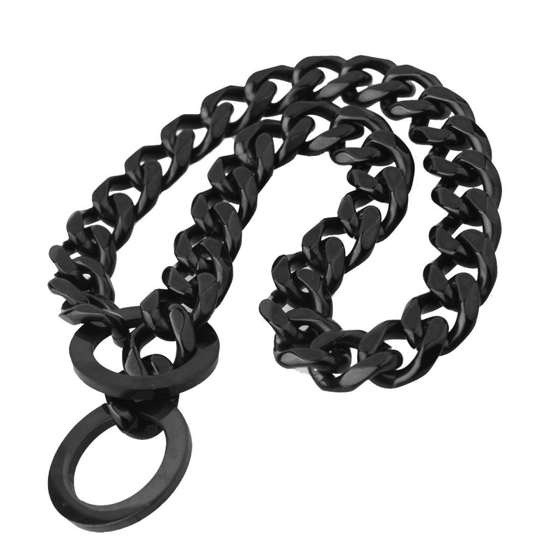 [Australia] - GZMZC 12/15/19mm Strong Black Stainless Steel Curb Chains Dog Pet Choker Collars Necklace 12-36inch 15mm width 22" recommend dog's neck:18" 