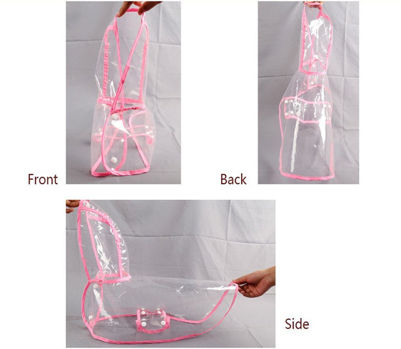 Topsung Dog Raincoat with Hood Poncho Transparent Rain Coat for Small Dogs Waterproof Puppy Cats Pets XS: Chest Girth:13.5 Inch Back Length:9.4 Inch Pink - PawsPlanet Australia