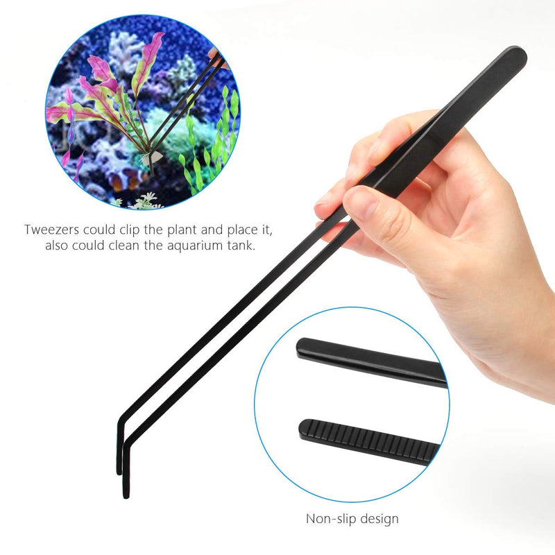 Liveek Aquarium Aquascape Tools Kit, 4 in 1 Anti-Rust Aquatic Plant Aquascaping Tool Stainless Steel Tweezers Scissors Spatula for Aquarium Tank Clean Fish Tank Aquascape Tools Sets 12.5in Black - PawsPlanet Australia