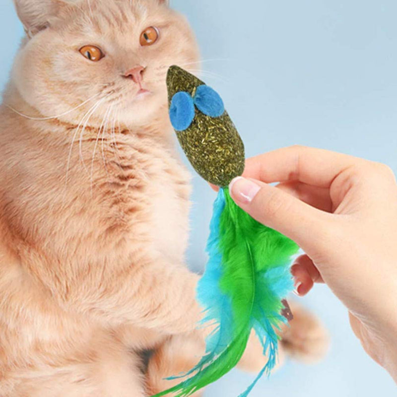 N\A 6 Pcs Catnip Mouse Toys for Cat, Feather Cat Toys, Pet Cat Catnip Toys, Cat Chew Toys, Mouse Toy Pet Catnip Teeth Grinding Chew Toys for Cat, Puppy, Dog - PawsPlanet Australia